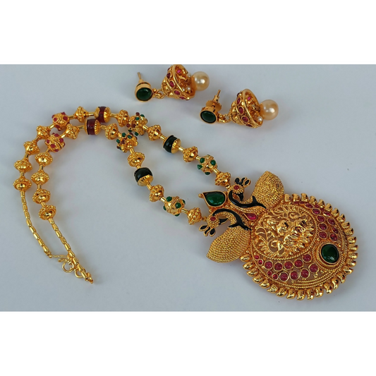 Gold Plated Beaded Temple Necklace Set - Grab2buy