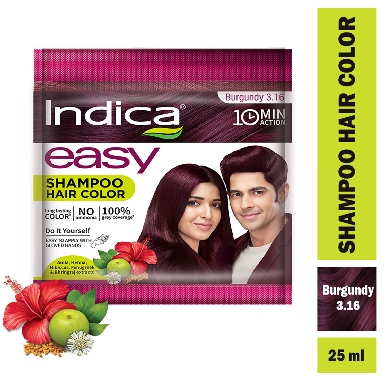 Indica Easy Hair Color Shampoo Burgundy 