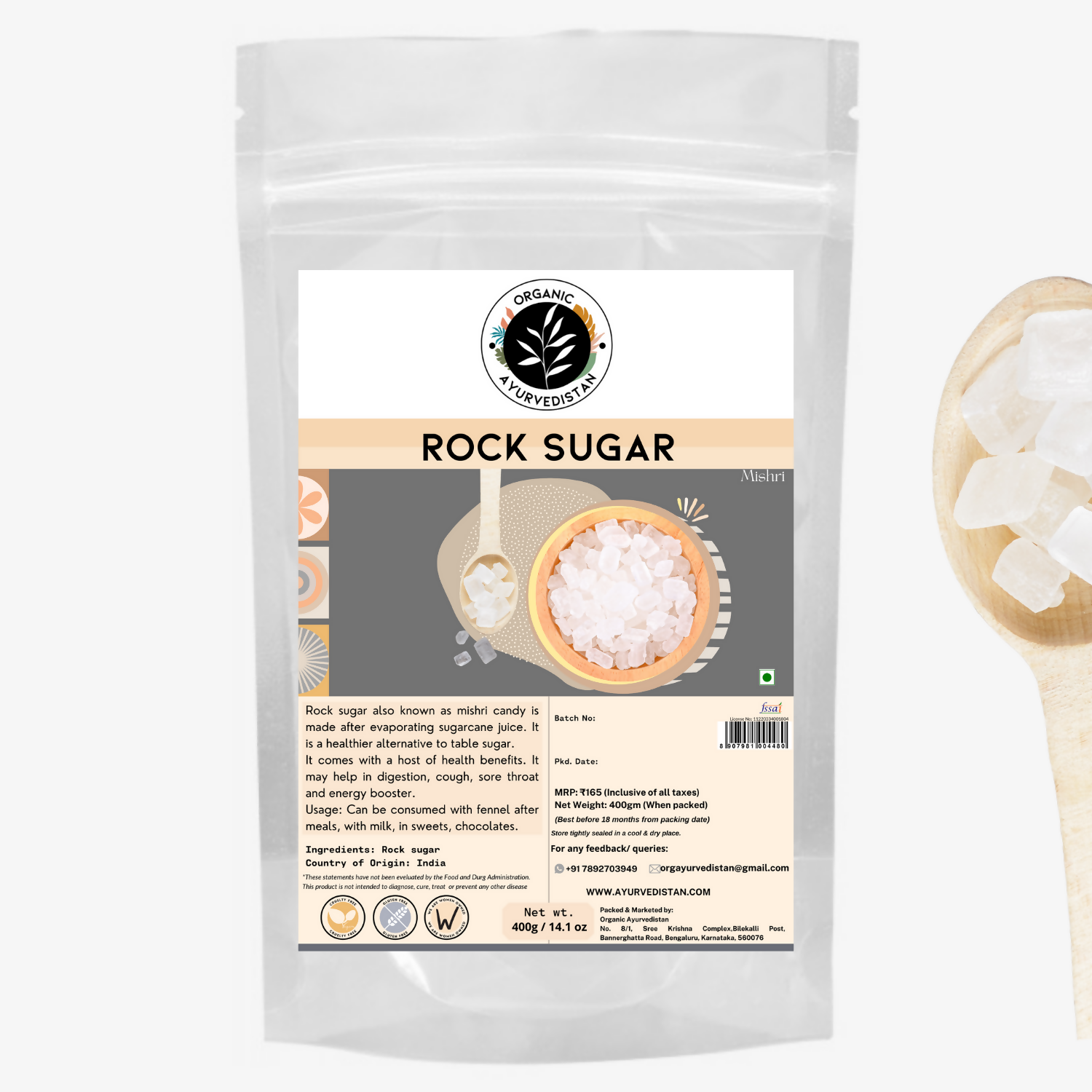 Organic Ayurvedistan Rock Sugar (Mishri) | Grab2Buy