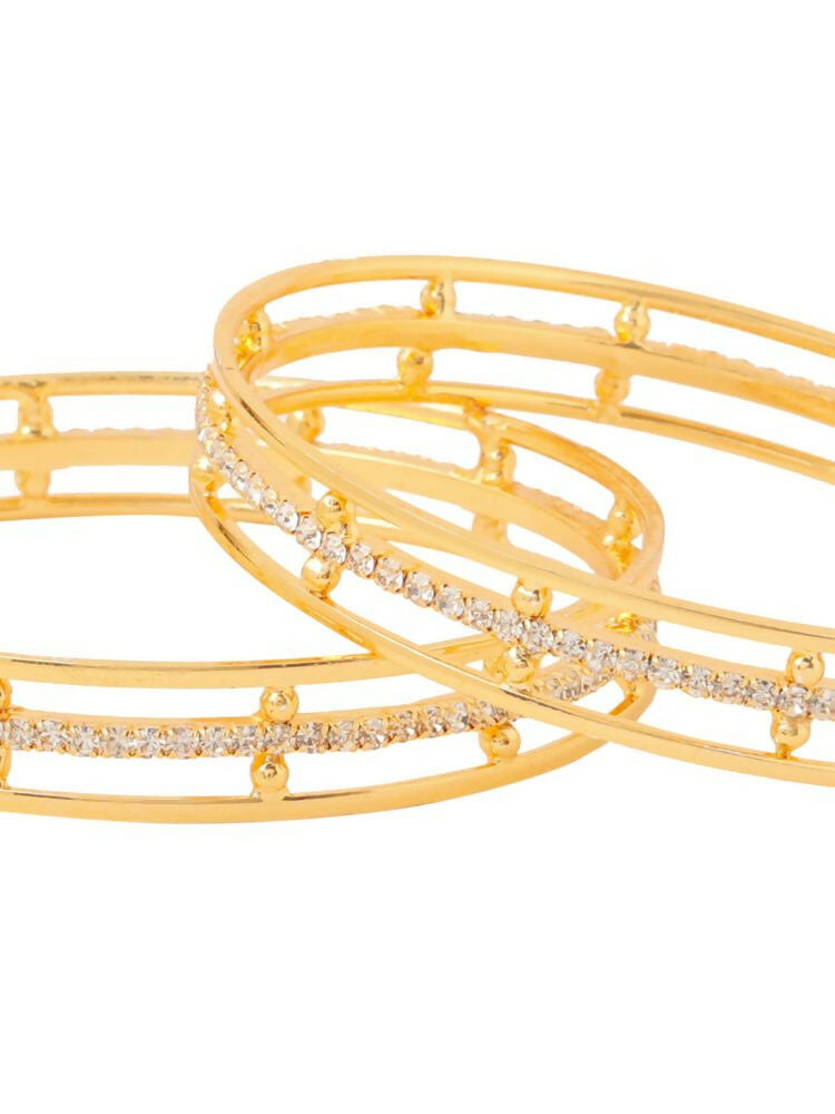 NVR Women Set of 2 Gold-Polished Traditional Bangles