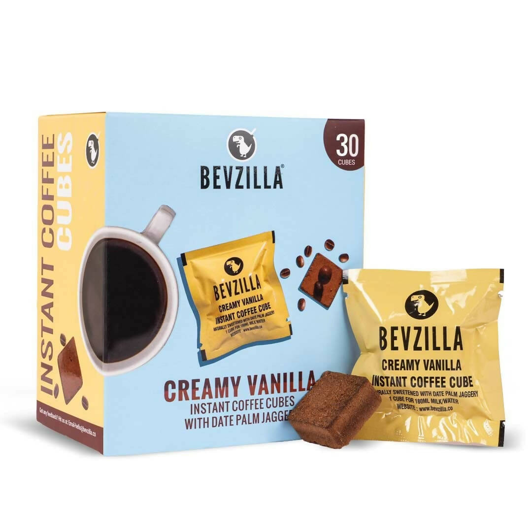 Bevzilla Instant Coffee Cubes Pack with Organic Date Palm Jaggery - Creamy Vanilla 