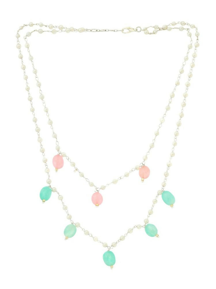 Beaded Green and Pink Motif Necklace - Ruby Raang | Grab2Buy