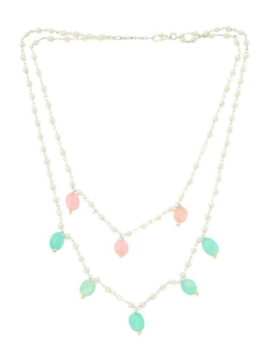 Beaded Green and Pink Motif Necklace - Ruby Raang | Grab2Buy