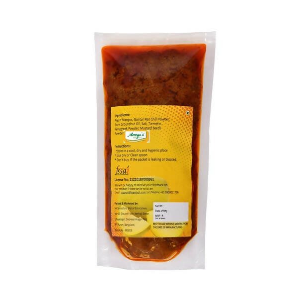 Amoga's Pickles Factory Andhra Authentic Mango Avakaya Pickle without Garlic - Grab2buy