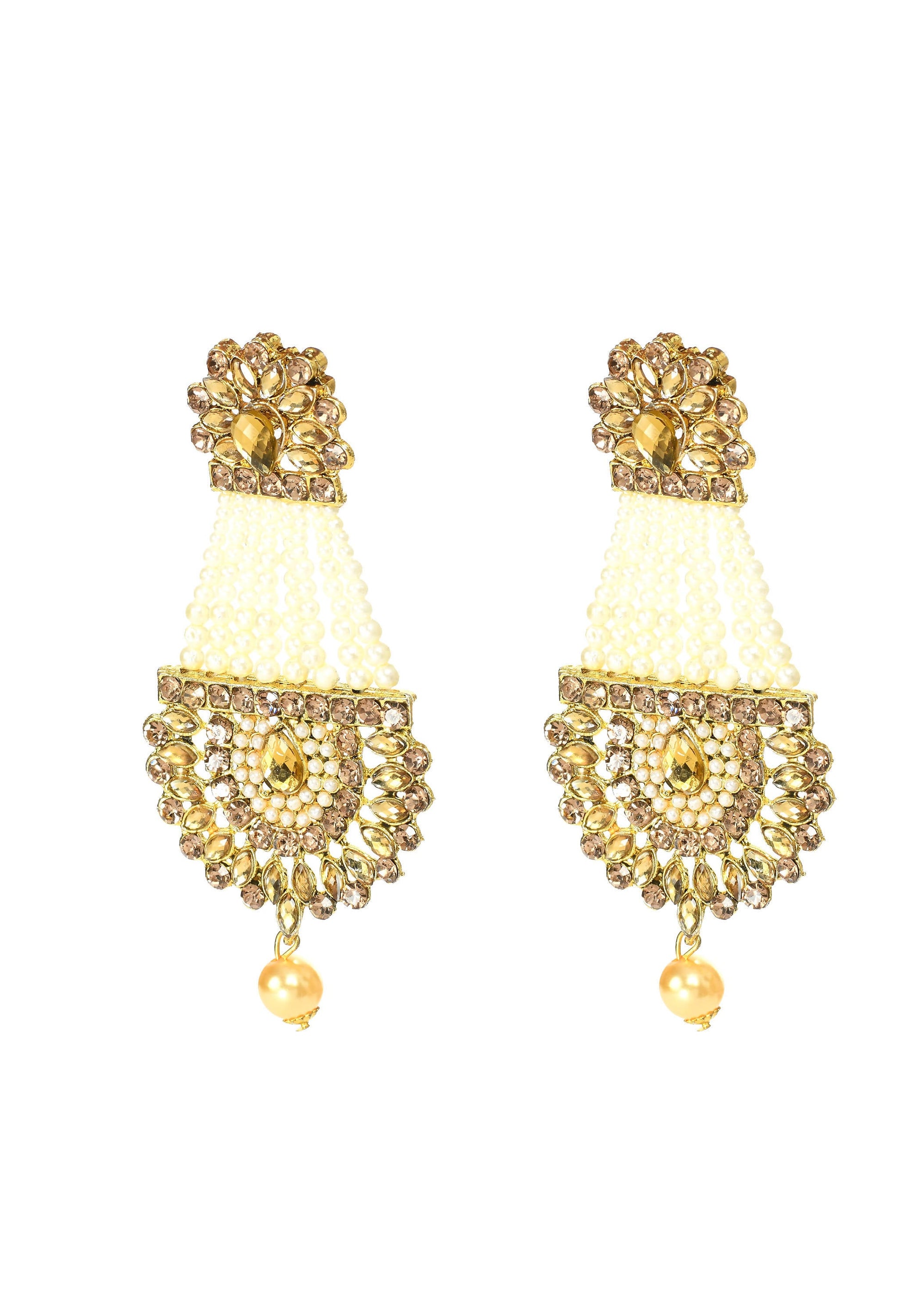 Mominos Fashion Johar Kamal Earrings With Kundan & Pearls Work - Grab2buy