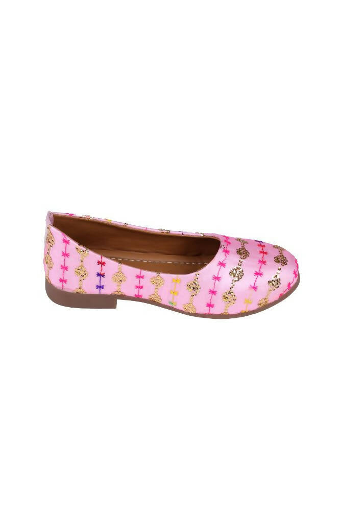 Tiny Bugs Girls Embroidered Ethnic Ballerinas-Pink  Grab2Buy Tiny Bugs Grab2Buy