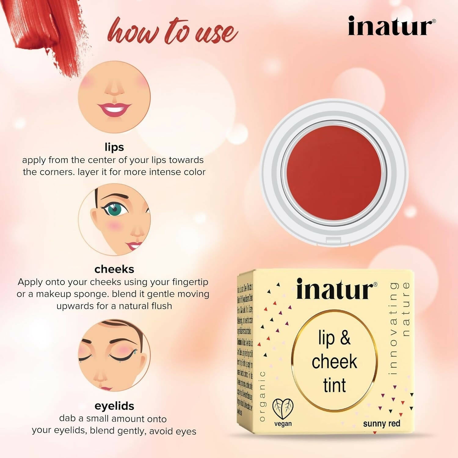 Inatur Lip and Cheek Tint Sunny Red 