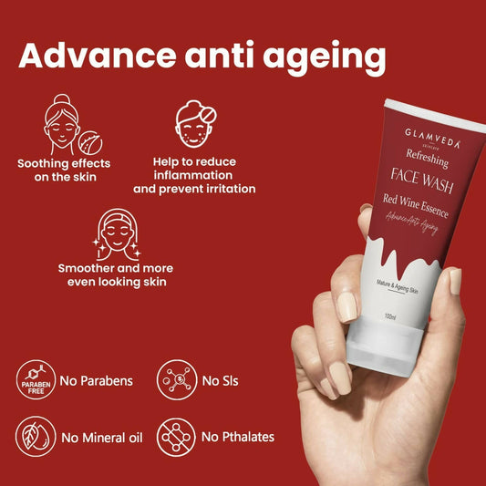 Glamveda Red Wine Advance Anti Ageing Face Wash - Grab2buy