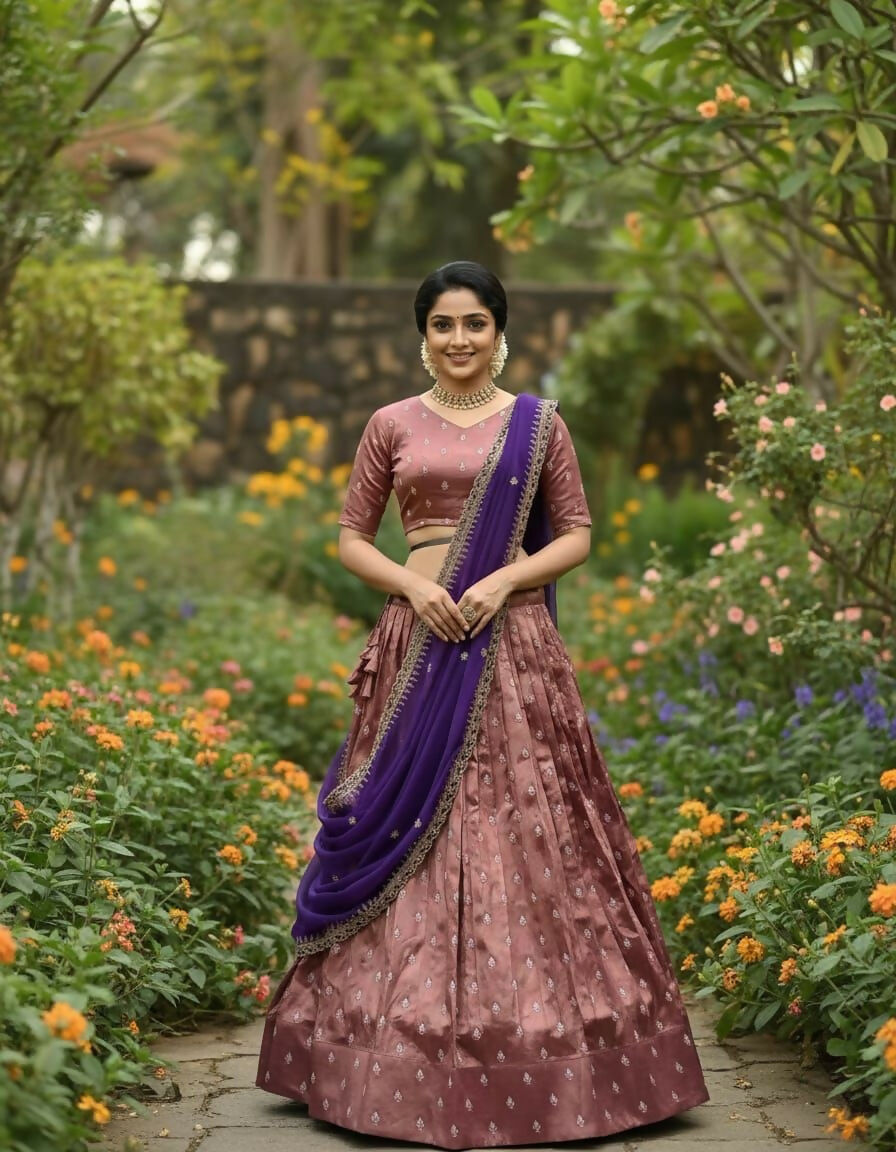 Teeya Creation Womens New Trending Zari Weaving Work Lehenga Choli Set - Brown