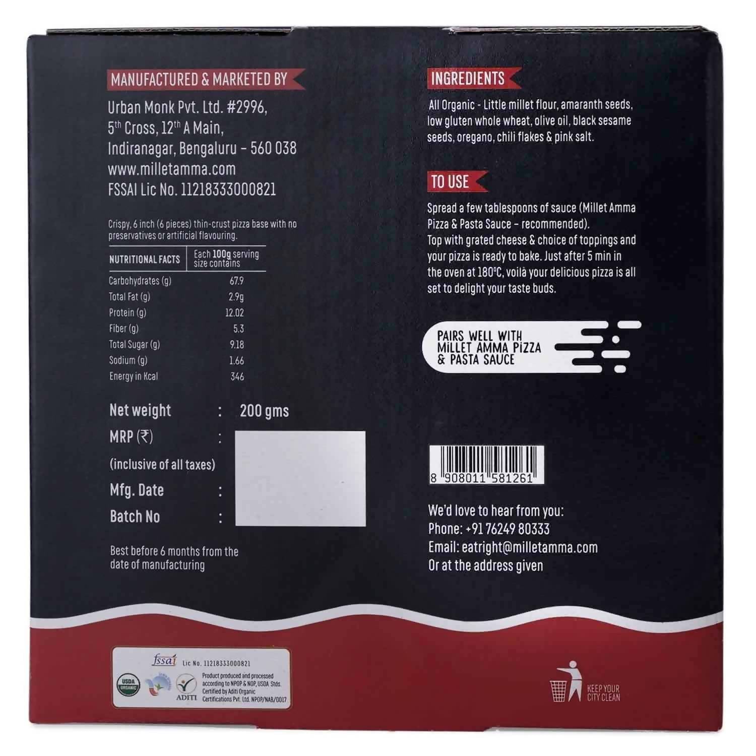 Millet Amma Organic Millet Pizza Base - Grab2buy