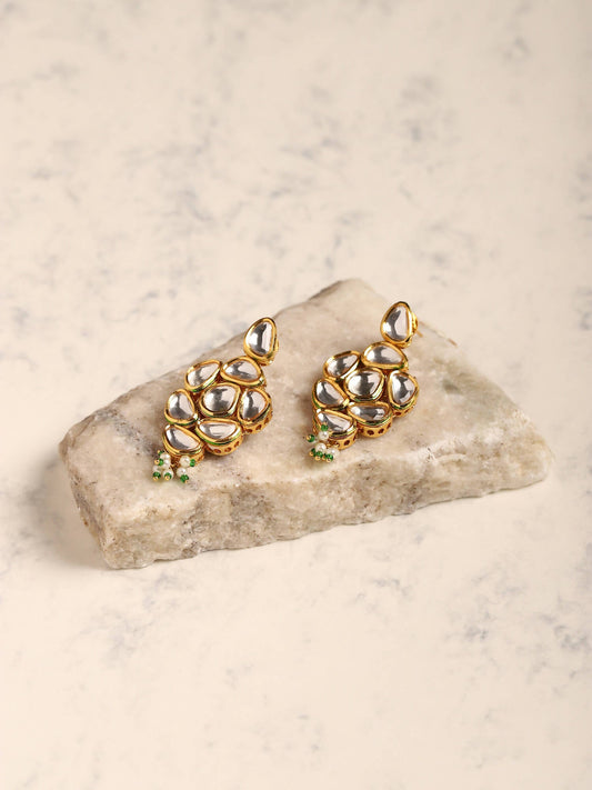 Gold Plated Kundan Studs Earrings - Ruby Raang - Grab2buy