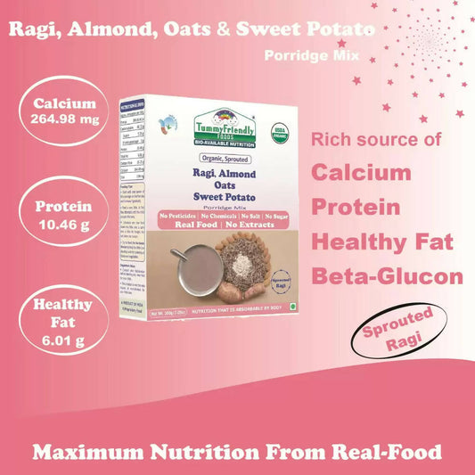 TummyFriendly Foods Organic Certified Stage3 Sprouted Porridge Mixes Combo- Brown Rice, Multi-Grain, Sprouted Ragi, and Sathu Maavu - Grab2buy