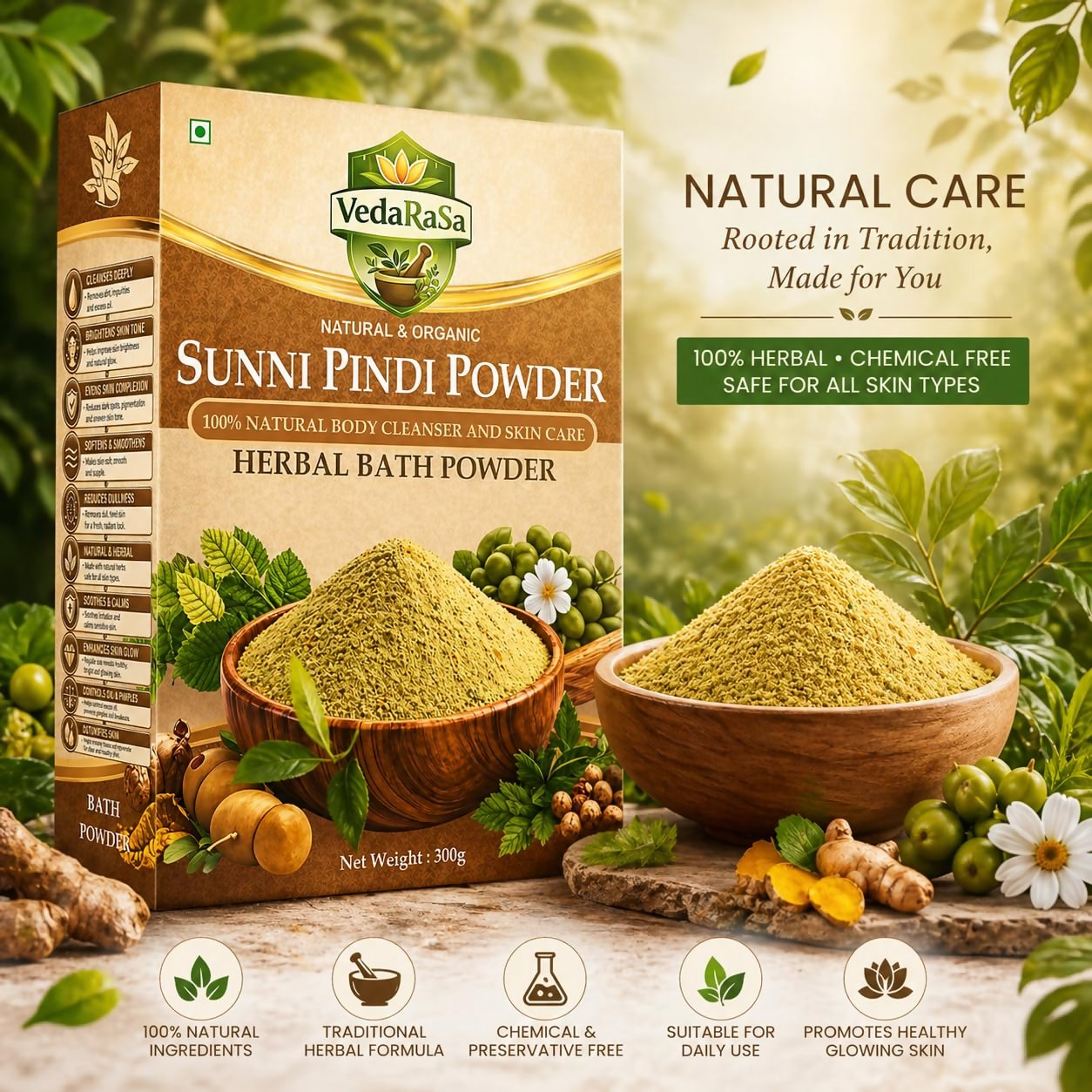 VedaRasa Sunni Pindi Herbal Bath Powder  Grab2Buy VedaRasa Grab2Buy