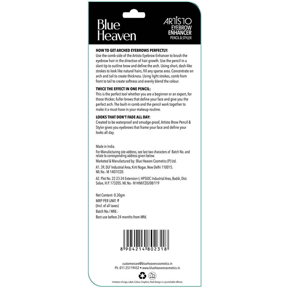 Blue Heaven Artisto Eyebrow Enhancer Pencil & Styler Honey Brown 