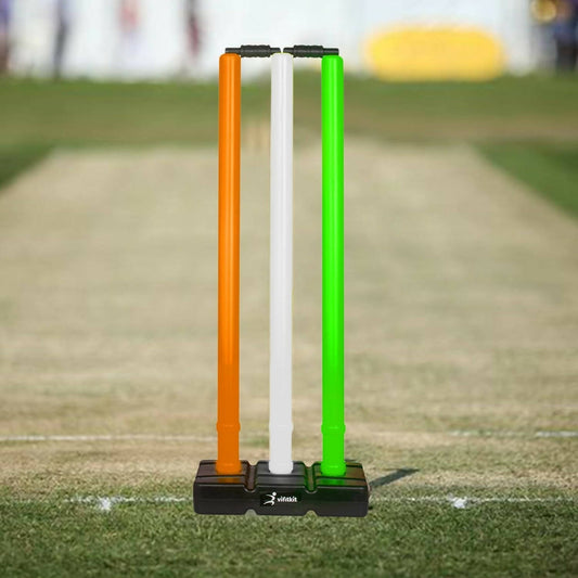 Vifitkit Cricket Stumps with Stand & Bails (Tricolour) 
