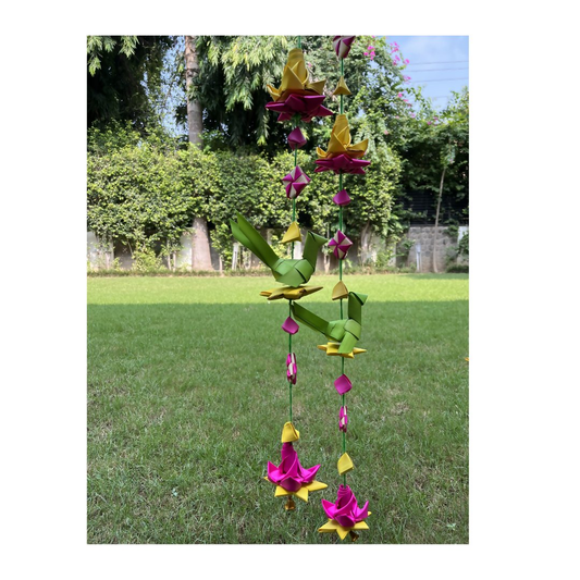 Shuddh Natural Hand Made Palm Leaf Lotus & Parrot Hanging 
