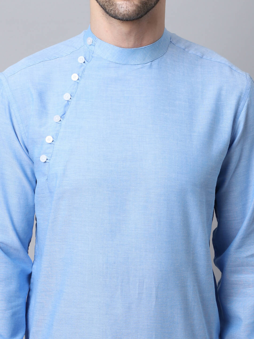 Even Apparels Blue Pure Cotton Men's Kurta With Side Placket (MMS503) 