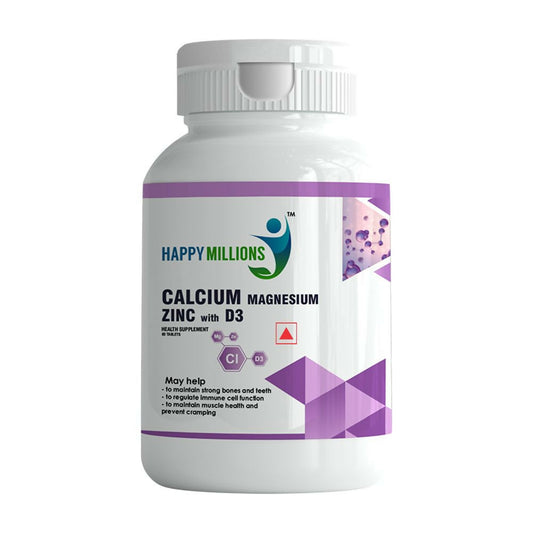 HappyMillions Calcium, Magnesium, Zinc with Vitamin D3 Tablets 