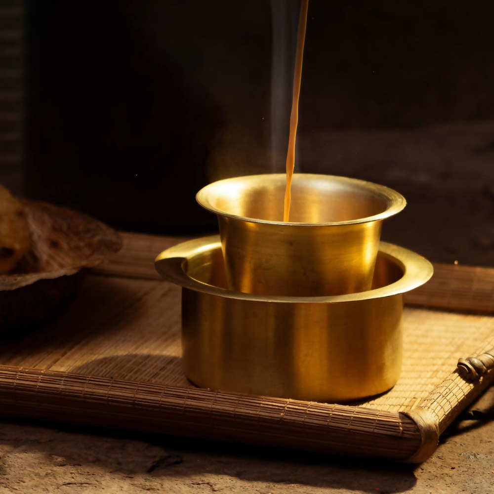 Sidapur Brass Dabara Set - Plain Brushed Matte Finish