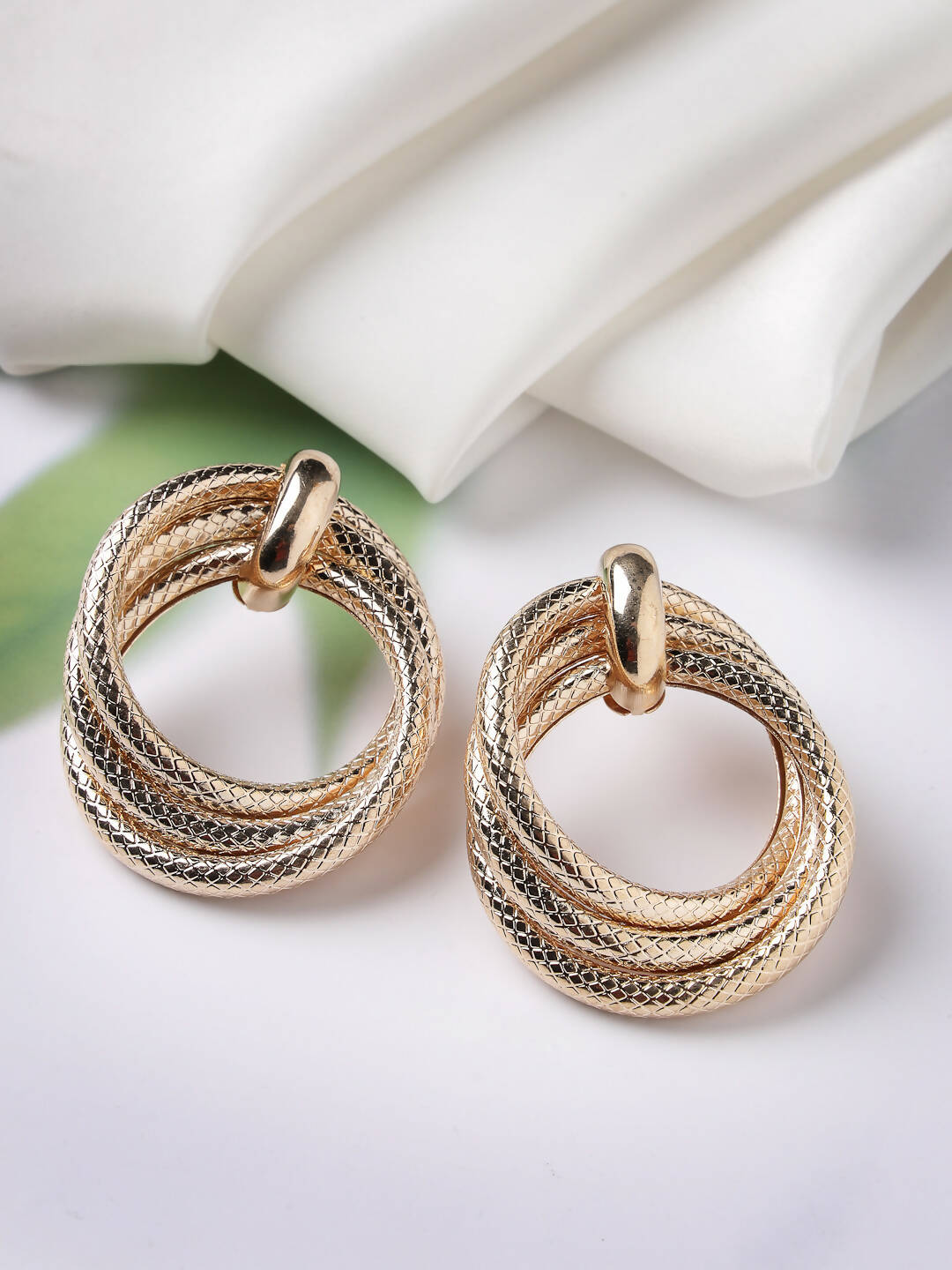 NVR Women's Gold-Plated Hoop Earrings - Grab2buy