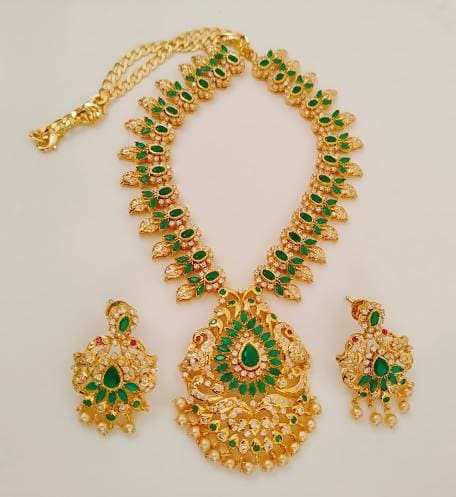 Uncuts & Emeralds Peacock Bridal Green Jewelry