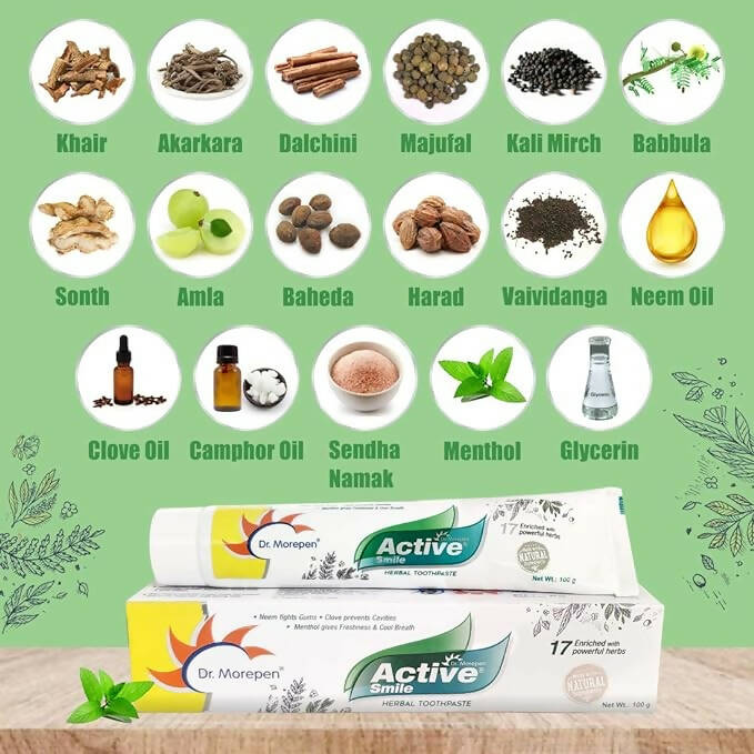 Dr. Morepen Active Smile Herbal Toothpaste with Neem, Clove & Menthol 