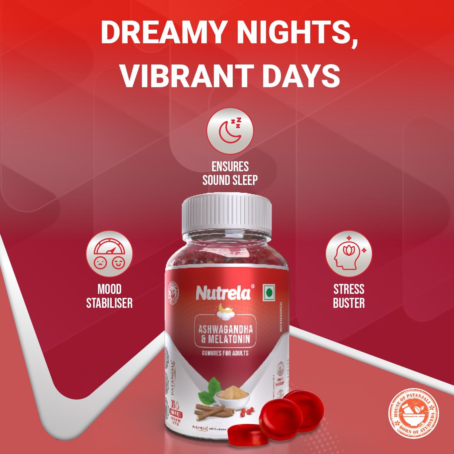 Patanjali Nutrela Ashwagandha & Melatonin Gummies 