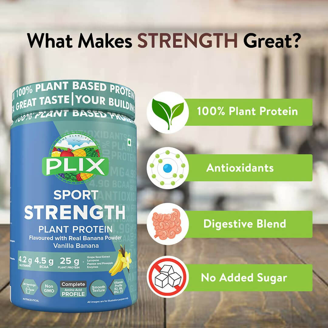 PLIX The Plant Fix Strength Vegan Plant Protein Powder - Vanilla 