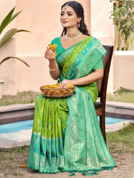 Shree Shyam Fashion Rama Green Pochampally Silk Saree
