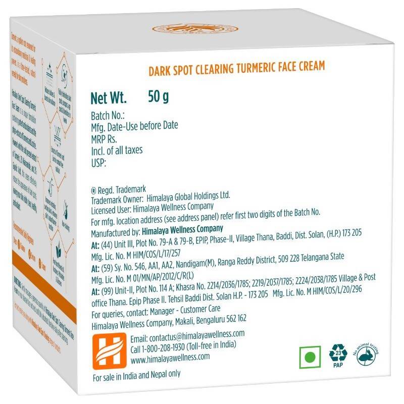 Himalaya Dark Spot Clearing Turmeric Face Cream - Distacart
