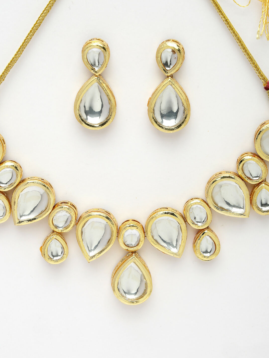 NVR Women's Gold Kundan-Studded Handcrafted Jewellery Set - Grab2buy