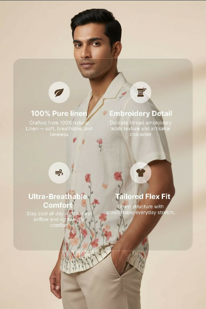 Meadow — Floral Embroidered Linen Shirt by Hilo Design