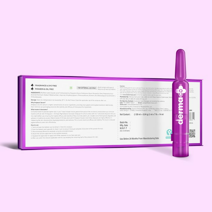 The Derma Co 5% Glycolic + 2% Kojic Pigmentation Corrector Ampoule Kit  Grab2Buy The Derma Co Grab2Buy
