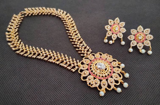 AD Ruby Bridal Necklace Set