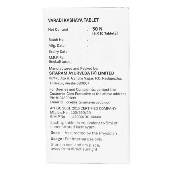 Sitaram Ayurveda Varadi Kashaya Tablet 