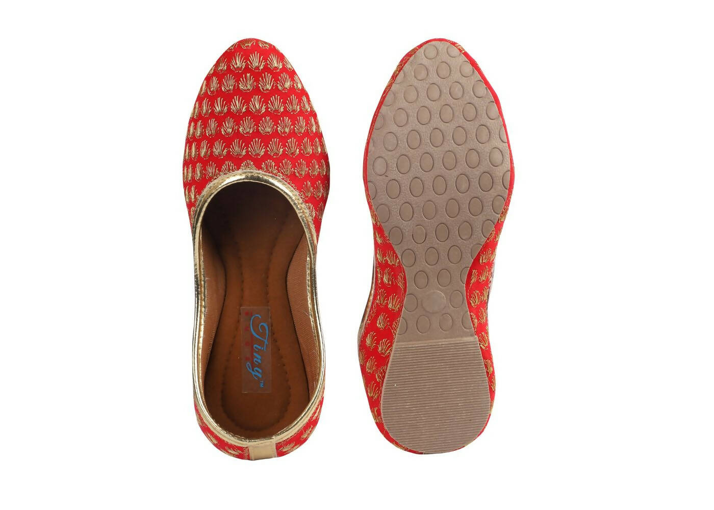 Tiny Bugs Girls Sequin Detailing Ethnic Juttis - Red  Grab2Buy Tiny Bugs Grab2Buy