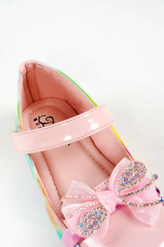 Tiny Bugs Girls Party Wear Velcro Ballerinas - Pink  Grab2Buy Tiny Bugs Grab2Buy