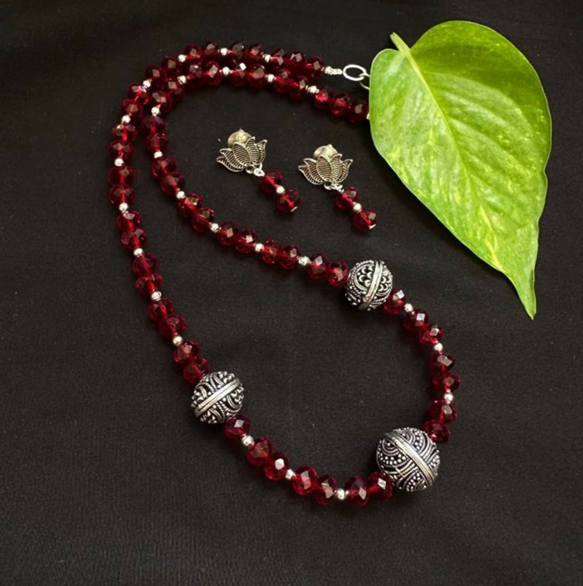Joban Fashion Women Red Lord Radha Krishna Tanjore Painting Pendant Beading Necklace