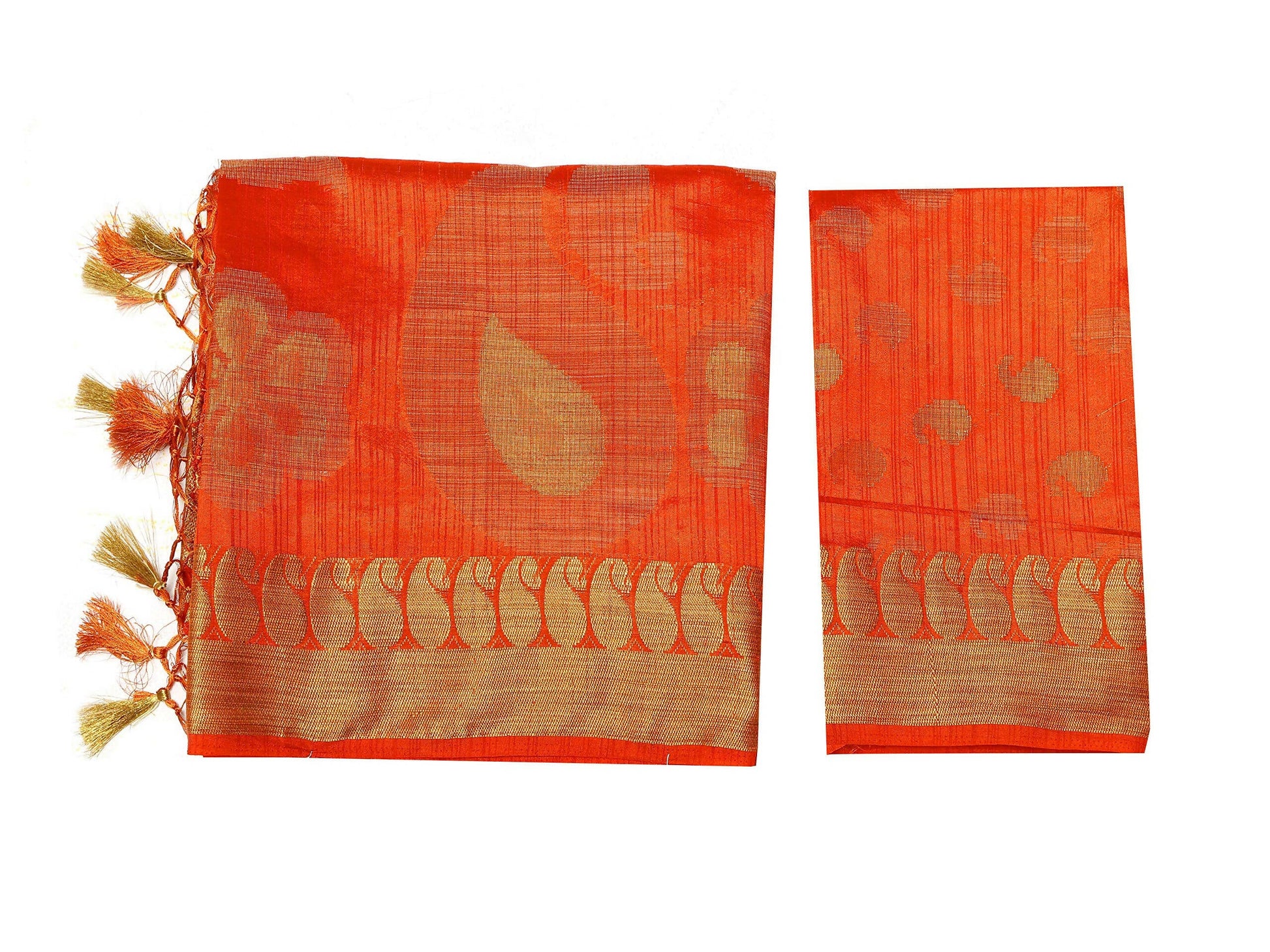 Mimosa Women's Kanchipuram Art Silk Orange Saree
