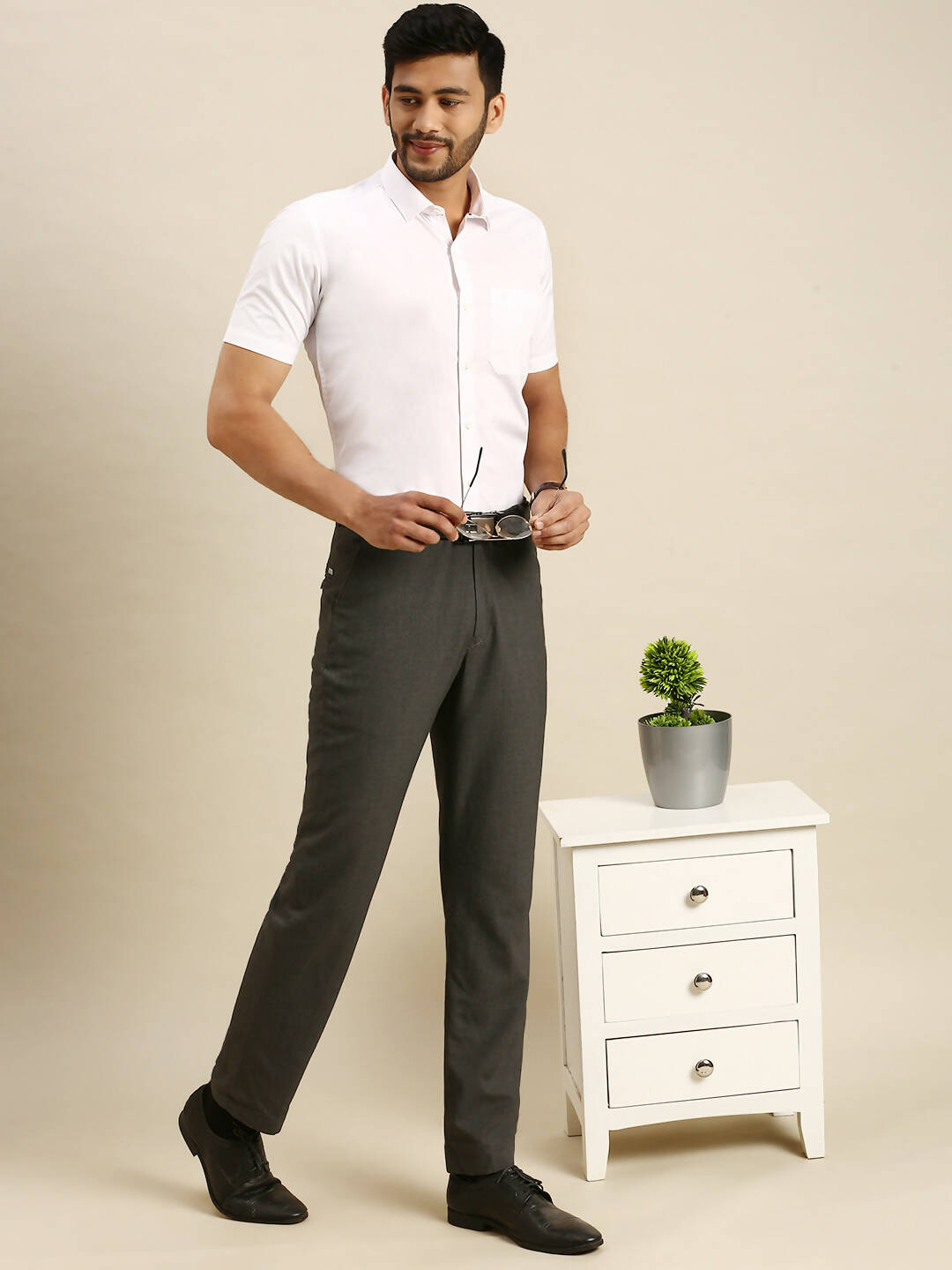 Ramraj Cotton Mens Half Sleeve White Shirt Plus Size - 100% Cotton 