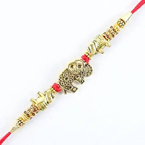 Ethnic Elephant Pearl Rakhi & Cadbury Temptations