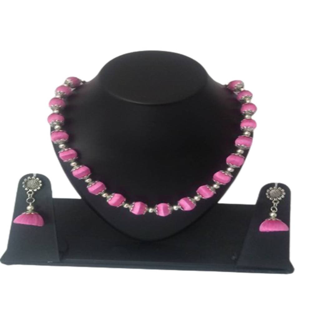 Kundan HandiKrafts Pink Silk Thread Necklace Set - Grab2buy