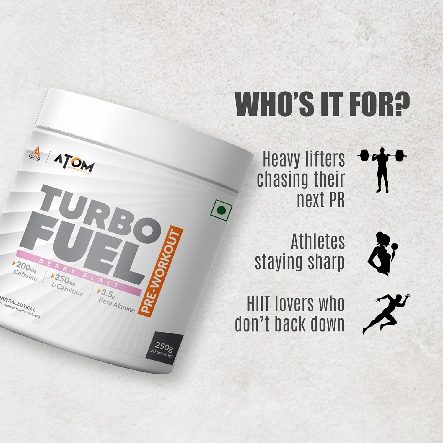 As-It-Is Atom Turbo Fuel Pre-Workout Formula Berry Blast Flavour 