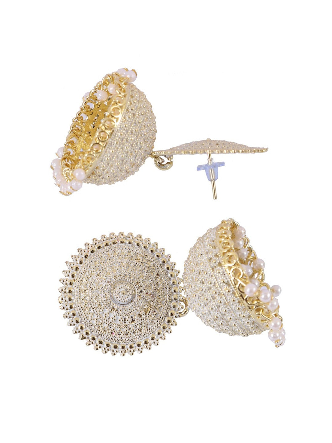 Gold-Plated Alloy White Sun Shaped Jhumka Earrings - The Pari - Grab2buy