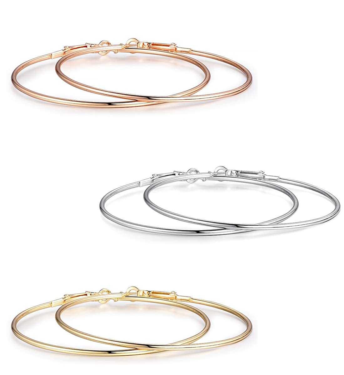 Rhodium-Plated Alloy Assorted Hoop Earrings Combo - The Pari - Grab2buy