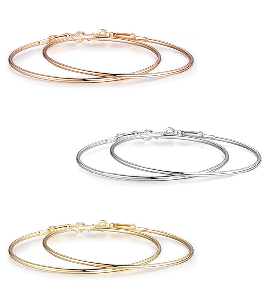 Rhodium-Plated Alloy Assorted Hoop Earrings Combo - The Pari - Grab2buy