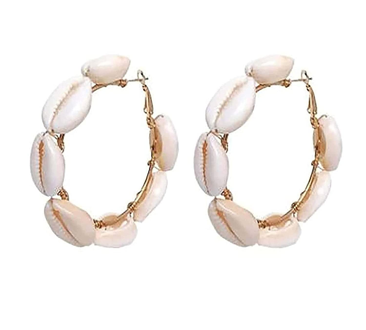 Gold-Plated Alloy Sea Shell Hoop Earrings - The Pari - Grab2buy