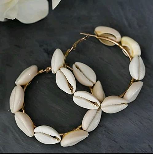 Gold-Plated Alloy Sea Shell Hoop Earrings - The Pari - Grab2buy