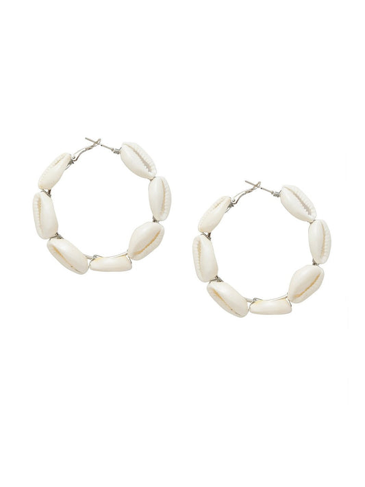 Gold-Plated Alloy Sea Shell Hoop Earrings - The Pari - Grab2buy