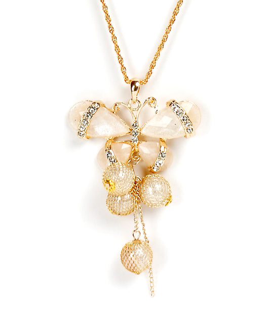 Gold-Polished Alloy Long Chain Butterfly Necklace - The Pari | Swadesiicart